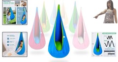 Blue Cotton Kids Pod Swing Seat – Sensory Hammock Chair for Indoor & Outdoor Use