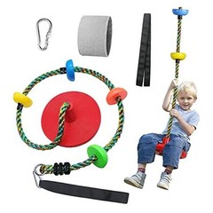 Tree Swing for Kids Backyard Single Disc Rope Climbing Seat for Tree Indoor Red