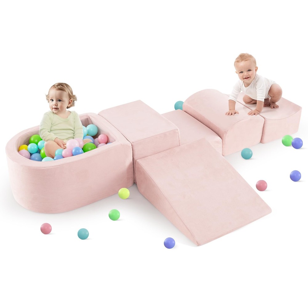 Climbing Toys for Toddlers, 5pc Foam Blocks & Ball Pit – Indoor Play Gym