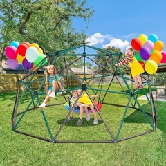 Hapfan 10ft Climbing Dome with Saucer Swing Jungle Gym Outdoor Kids Dome Climber