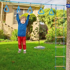 Dolibest 2Pcs Trapeze Swing Bar Rings with 6.1 inches, Blue- 2 Pack