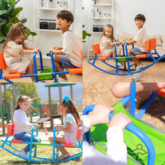 Double Rocking Seesaw for Kids – Fun Outdoor Teeter Totter for 2 Ages 3-5