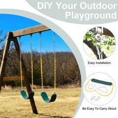 2-Pack Heavy Duty Swing Seat with 66″ Anti-Rust Chains & Quick-Connect Snap H…