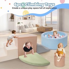 Yexmas 6Pc Soft Foam Climbing Toys Ball Pit Indoor Play Gym Set for Toddlers