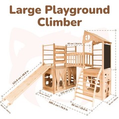 Large Playground Climber Kids Indoor Wooden Playhouse Montessori Climbing Set