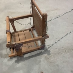 Wooden Outdoor Swing Seat with Chains, Safety Strap, for Ages 1-4 Years