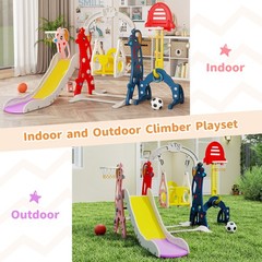 TOBBI 5-in-1 Kids Slide&Swing Playset Toddlers Indoor Outdoor Climber Playground