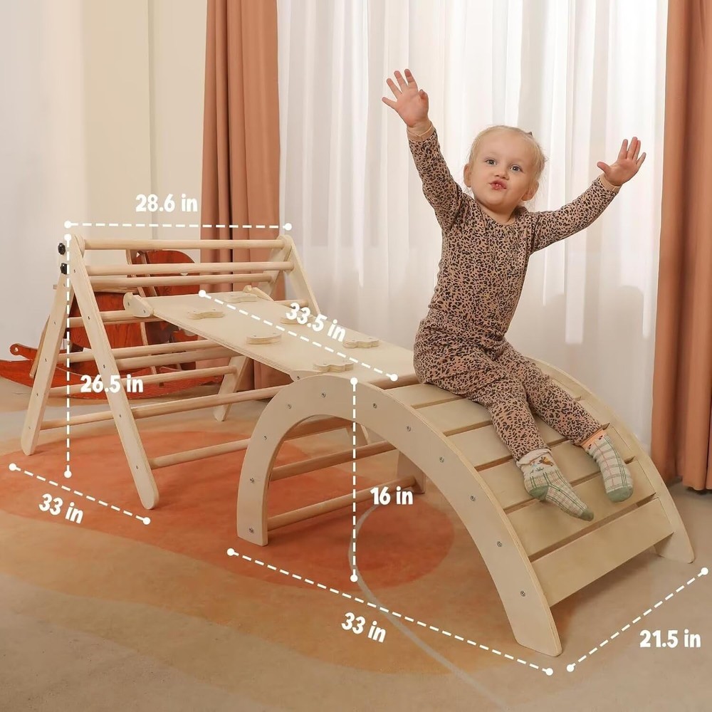 5-in-1 Montessori Climbing Set w/ Ramp Arch Ladder Cushion for Toddlers Kids