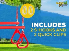 SWING SET STUFF TRAPEZE WITH RINGS AND COATED CHAIN RED playground bar fort 0107