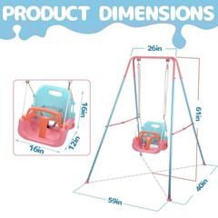 Toddler Swing, 3-in-1 Swing Sets for Backyard, Baby Swing Outdoor/Indoor, Tod…