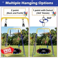 HeyZoo 40 Inch Saucer Swing Blue Red 360 Swivel Backyard Toy