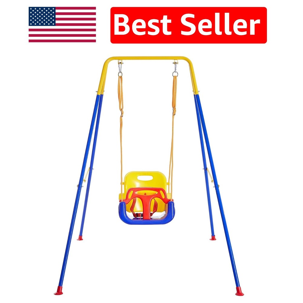 3-in-1 Toddler Swing with Foldable Stand & 4 Stability Sandbags – Fun Outdoors!