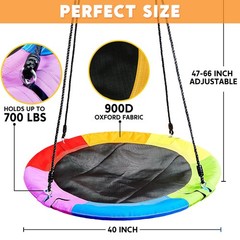 40″ Saucer Tree Swing for Kids – 900Lb Capacity, Waterproof, Adjustable Straps,