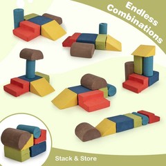 6 Pcs Toddler Climbing Blocks with Handles Chenille Fabric Cover Corner Play Gym