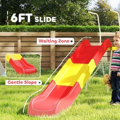 6ft Kids Slide Toddler Outdoor Playground with Steel Frame for Backyard Ages 3-8