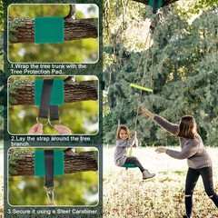 AGPTEK Disc Swing with Monkey Bars,Tree Set Accessories Rope Disk Green