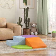 4-piece modular foam play set 17.75×17.75×9.75in yellow red blue