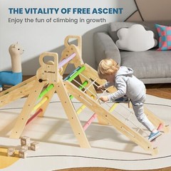 BlueWood 2024 8 in 1 Pikler Triangle Climbing Set Toddler Toys Indoor Baby Ju…