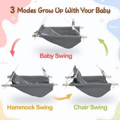 Indoor/Outdoor Baby Swing with Adjustable Harness & Macaroon Toy – Dark Grey