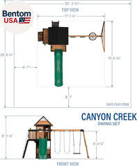 Canyon Creek Cedar Wood Swing Set with Wave Slide, Clubhouse, Play Kitchen, Picn
