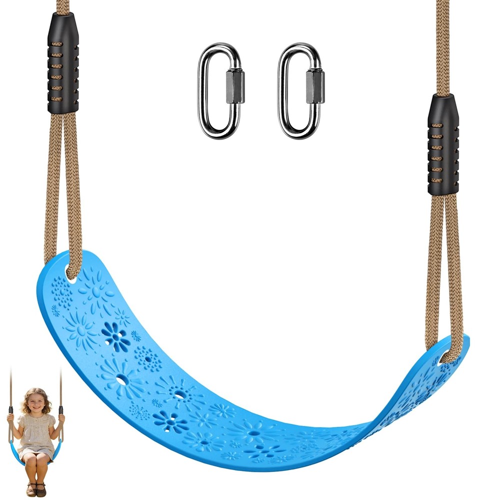 SELEWARE Blue Adjustable Kids Swing Seat for Indoor/Outdoor Play, 500lb Support.