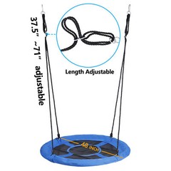 48″ Flying Saucer Swing for Kids Waterproof Tree Swing Set w/Hanging Ropes Blue