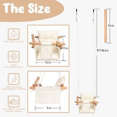 Baby Swing Outdoor Indoor Toddler Swing Seat with Safety Belt, Canvas Hanging…