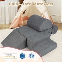 6 Pcs Toddler Climbing Blocks with Handles Chenille Fabric Cover Corner Play Gym