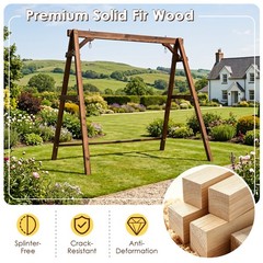 Heavy-Duty Carbonized Fir Wood Swing Frame w/Reinforced Bars and 2 Hanging Rings