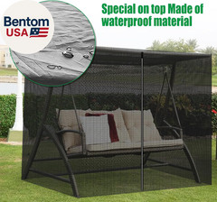 Patio Swing Mosquito Netting for 2-3 Seater Swing, Black Patio Swing Mosquito Ne
