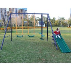 3 in 1 Swing Set With Belt Swing, Slide, Glider for Backyard