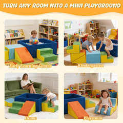 Soft Foam Climbing Blocks with Ball Pit, 6PCS Color Indoor Climbing Toys for Tod