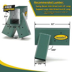 Easy 1-2-3 A-Frame 2 Brackets for Swing Set with All Mounting Hardware, Green