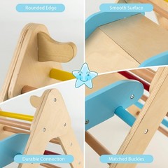 Pikler Triangle Set 2 in 1 Climbing Toys for Toddlers Foldable Wood Montessor…