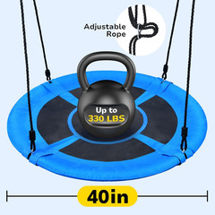 Slackline Swing Sets for Backyard, 40″ Saucer Swing Set between Trees, Outdoor P