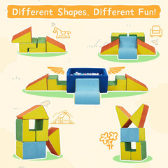 Soft Foam Climbing Blocks with Ball Pit, 6PCS Color Indoor Climbing Toys for Tod