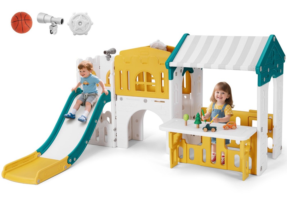 9in1 Toddler Slide Climber Playset with Playhouse Playground Indoor Outdoor Toys