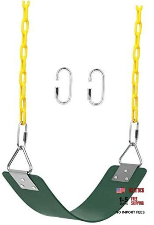 REZNOR Heavy Duty Flexible Swing Seat with Metal Triangle Ring, Green/Yellow