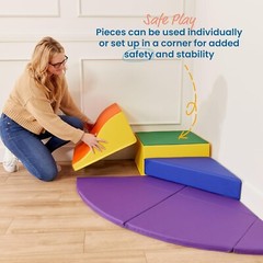 ECR4Kids SoftZone Adventurer’s Summit Slide, Corner Climber, Assorted, 4-Piece