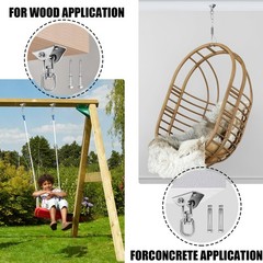 Hammock Hanging Kit Heavy Duty 360° Rotating Hanging Swing Hooks Stainless St…