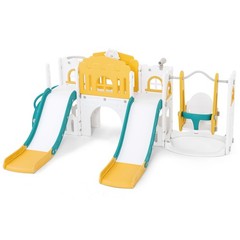 Kids Double Slides & Swing Set Toddler Playset Playground Indoor Outdoor