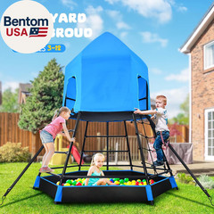 Jungle Gym with Platform and Tent, Climbing Toys with Monkey Bars for Kids, Meta