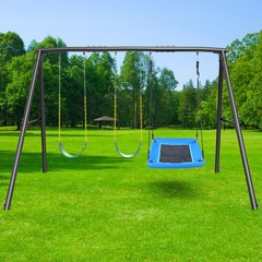 600lb Metal Swing Set Kids Swing Backyard Play Heavy Duty Swing Stand w/3 Swings