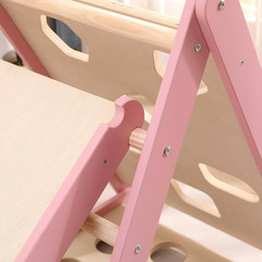6-In-1 Pikler Climbing Set Foldable Pink Triangle and Slide Board Baby Toy-Fun a