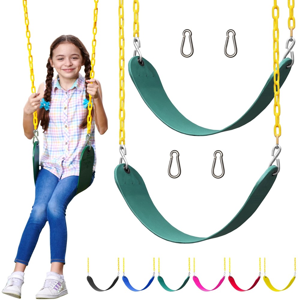 Swings for Outdoor Swing Set – Pack of 2 Swing Seat Kits with Heavy Duty Chai…