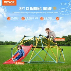 VEVOR Climbing Dome 8FT Geometric Dome Climber with Slide Jungle Gym 3-9 Years