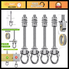 Heavy-Duty Swing Hangers – 4 Pack Stainless Steel Hooks for Hammocks, Yoga Swing