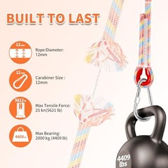 Tree Swing Ropes (Set of 2)/5FT/10FT/15FT/20FT, Tree Swing Straps 3FT Rainbow