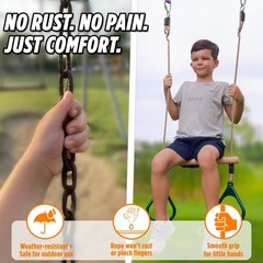 Adjustable Wooden Trapeze Swing Bar for Kids – 18″ Monkey Bars & Rings – Ninja W