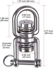 Swing Swivel with 2 Bearing, 360° Rotation, 770LB Capacity, Safest Rotational De